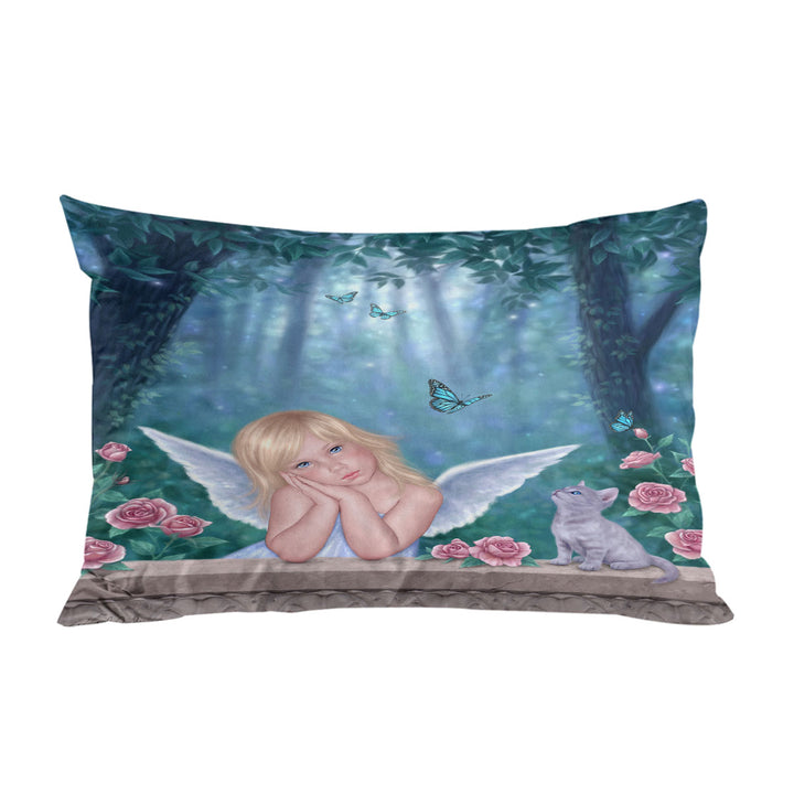 Kids Fantasy Art Little Miracles Cat and Cute Little Fairy Pillow Cases