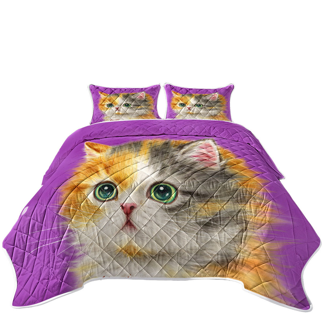 Kids Kittens Designs Adorable Staring Cat Quilt