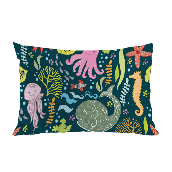Kids Multi Colored Marine Animals Pillowcase