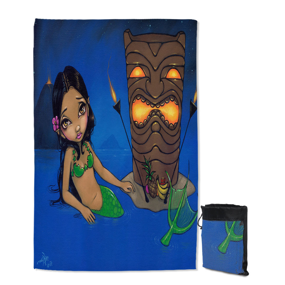 Kids Painting Beautiful Tiki Mermaid Swimming Towels