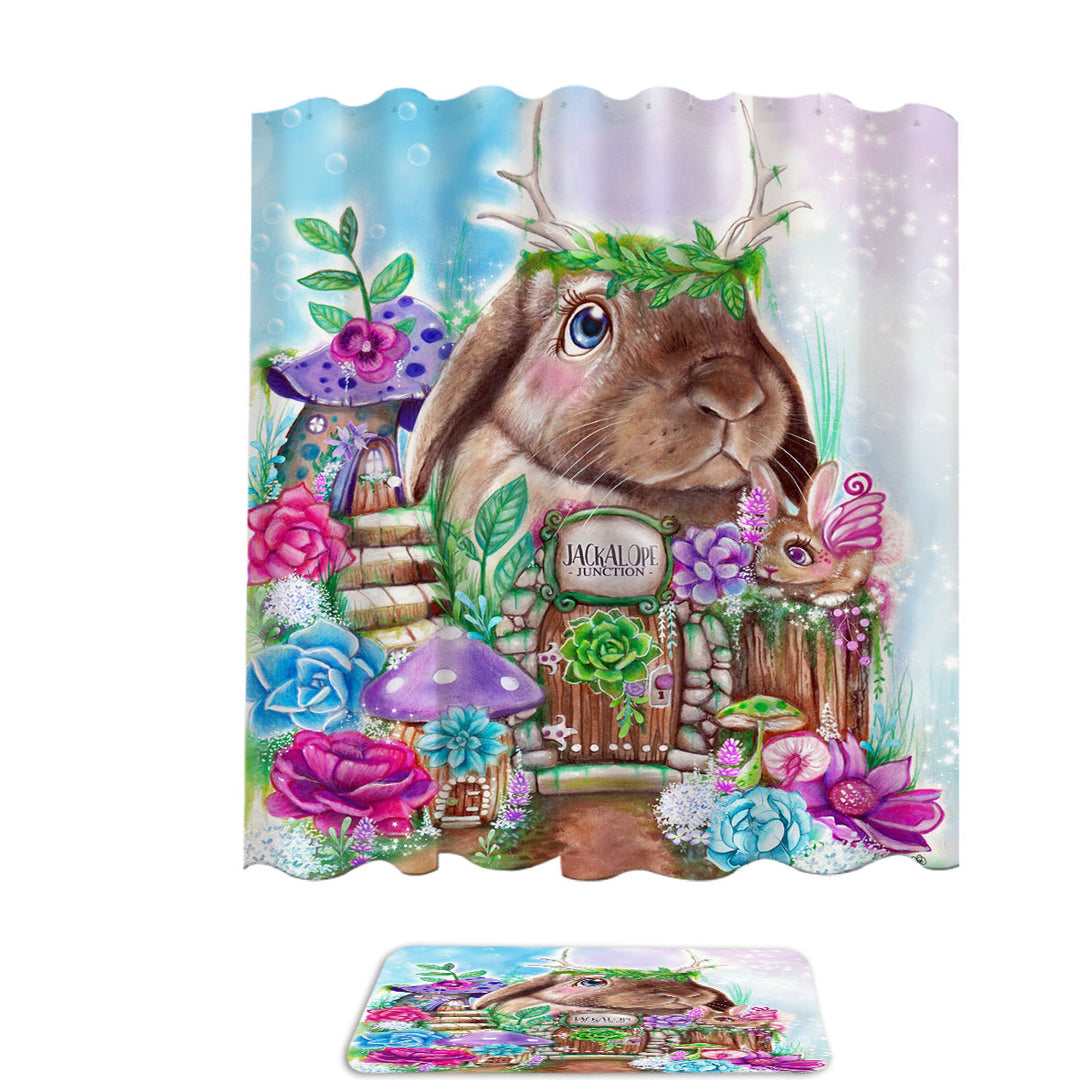 Kids Shower Curtains Trends Art Adorable Jackalope Rabbit