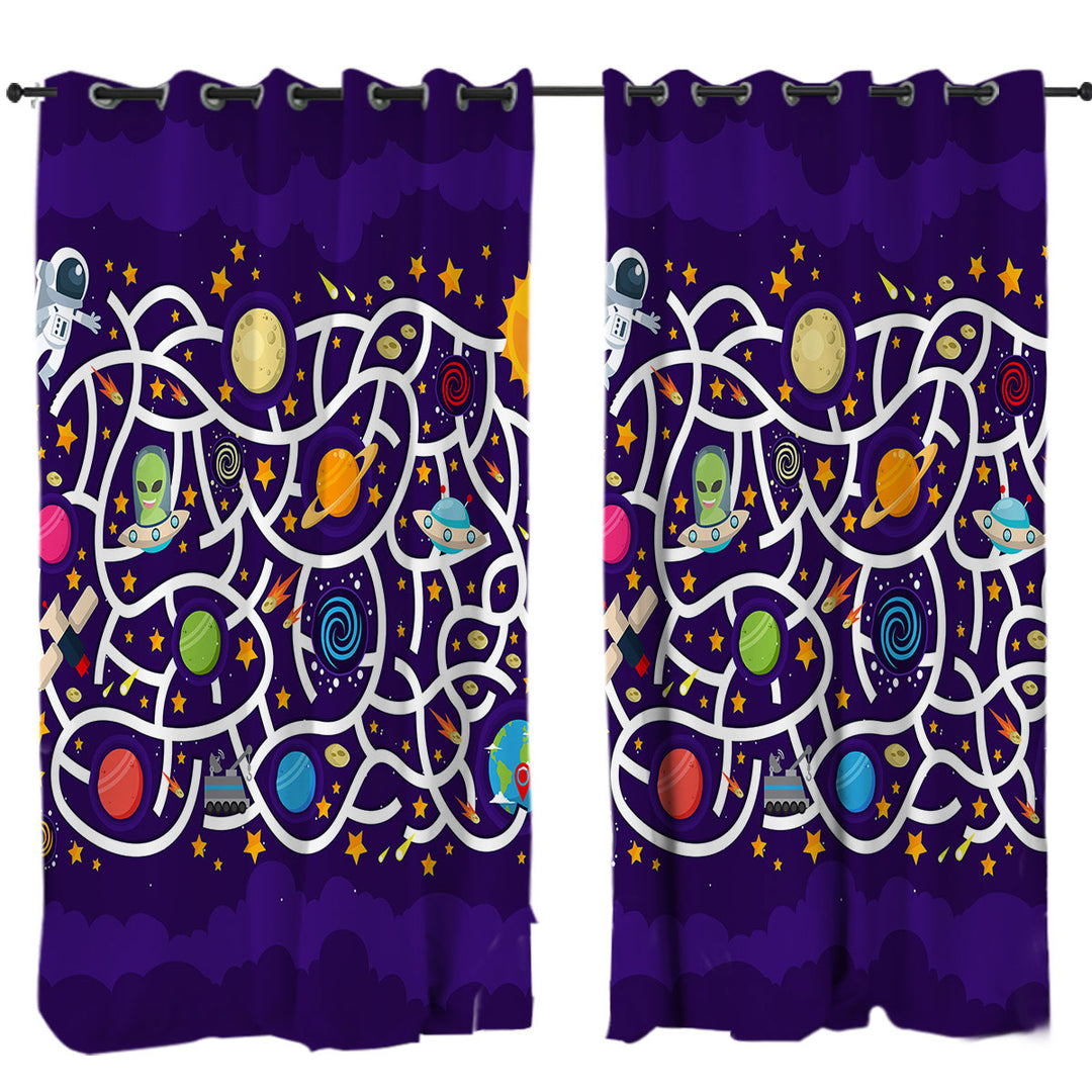 Kids Space Maze Custom Curtains