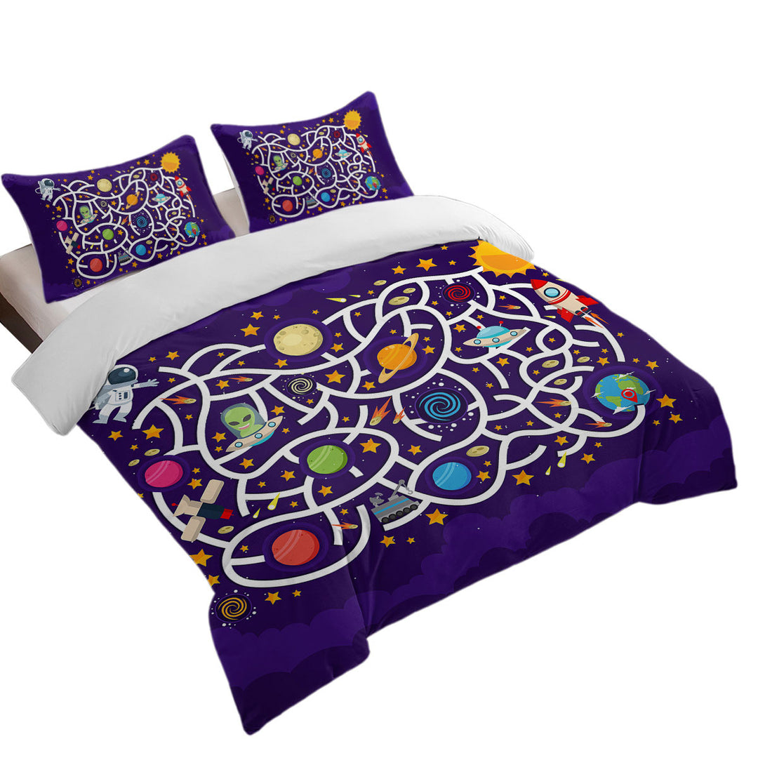 Kids Space Maze Duvet Cover