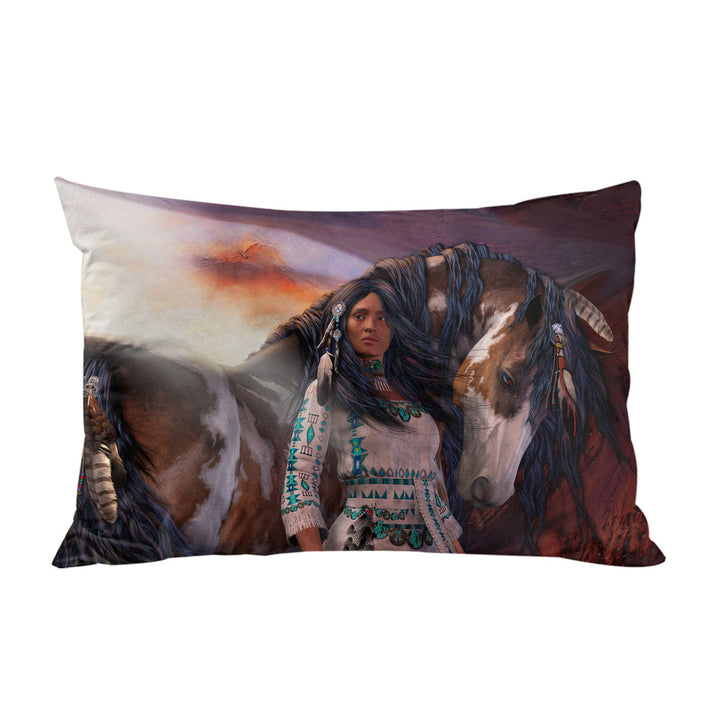 Kindred Spirits Native American Girl and Her Horse Pillow Case Covers