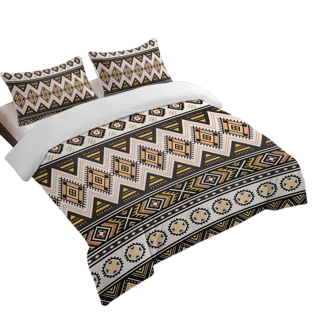 King Duvet Cover set with Brown and Beige Aztec