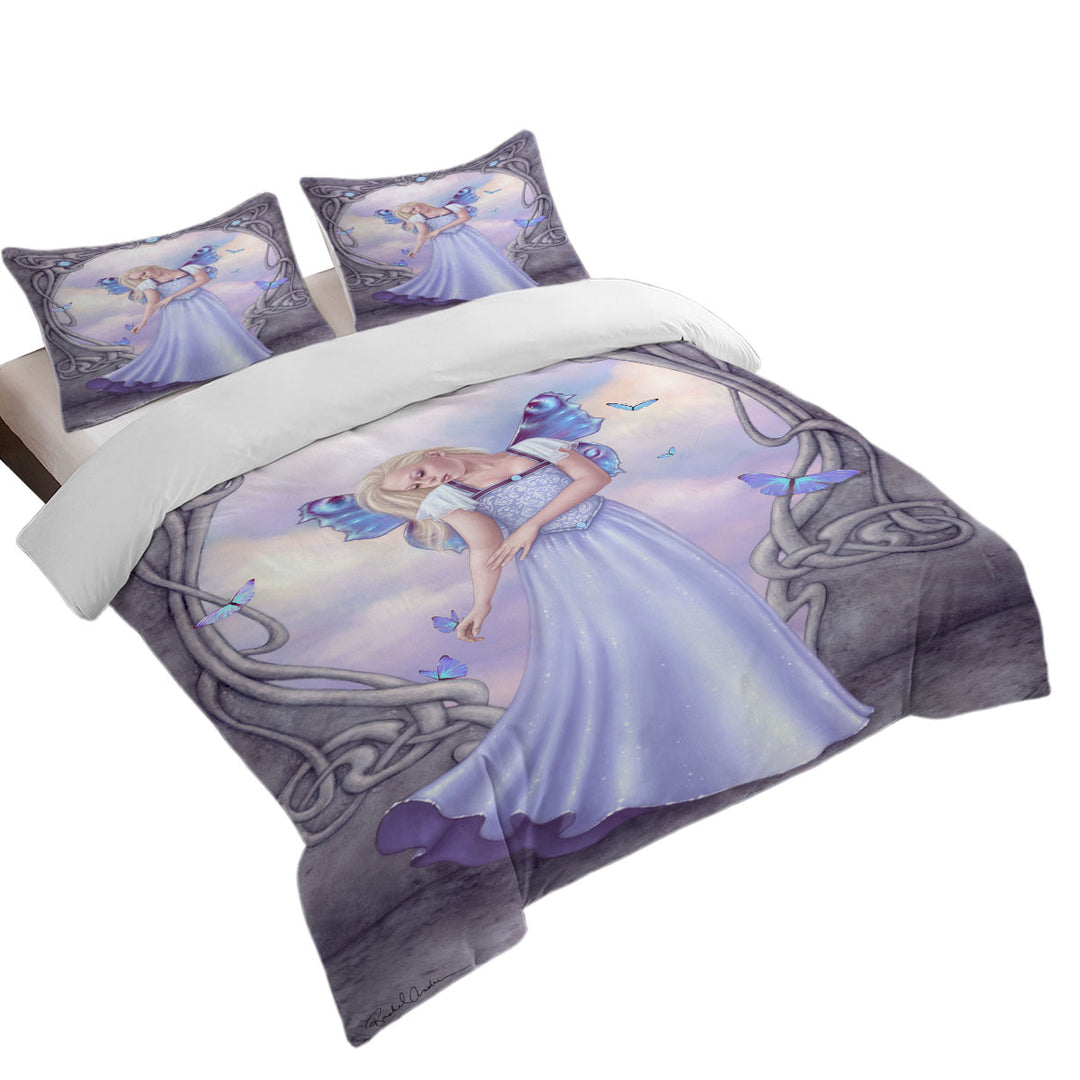 King Duvet Cover set with Butterflies and Light Purple Opal Butterfly Girl