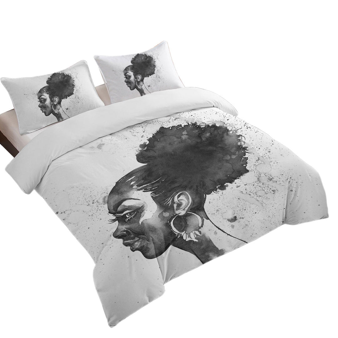 King Duvet Cover set with Gorgeous Black Girl Art Drawing