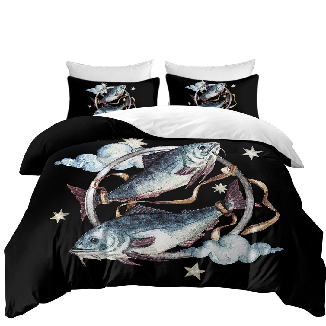 King Duvet Cover set with Two Tied Fish