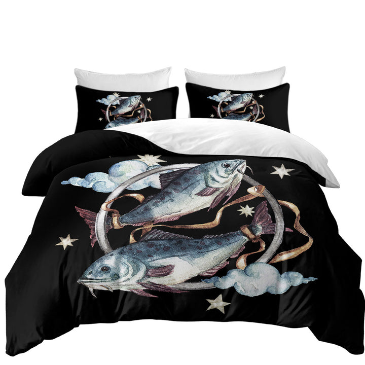 King Duvet Cover set with Two Tied Fish