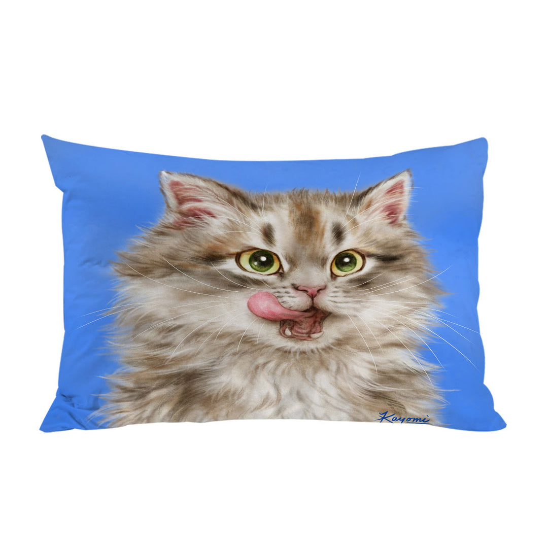 King Pillow Cases with Cats Cute and Funny Art Hungry Furry Kitten