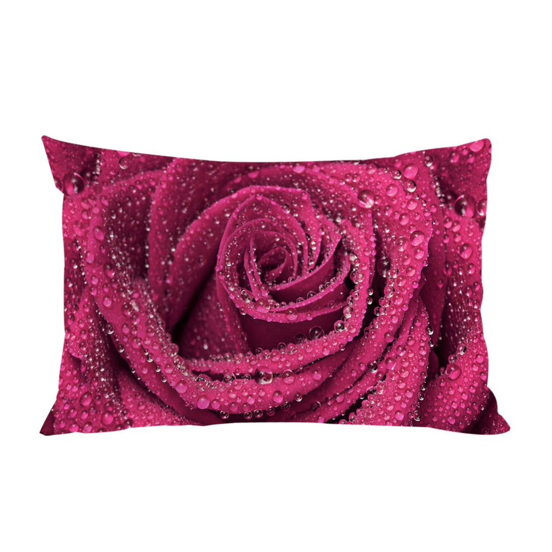 King Pillow Cases with Dew Covered Rosy Rose