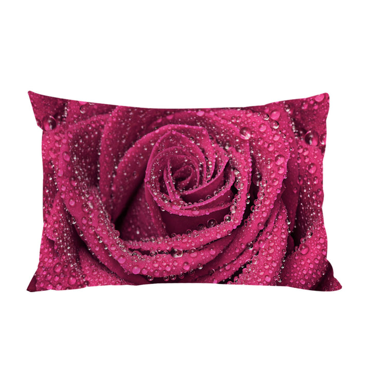 King Pillow Cases with Dew Covered Rosy Rose