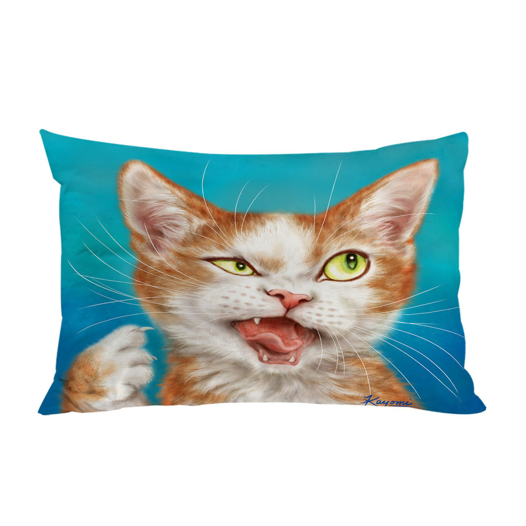 King Pillow Cases with Funny Cat Drawings Cool Looking Kitty