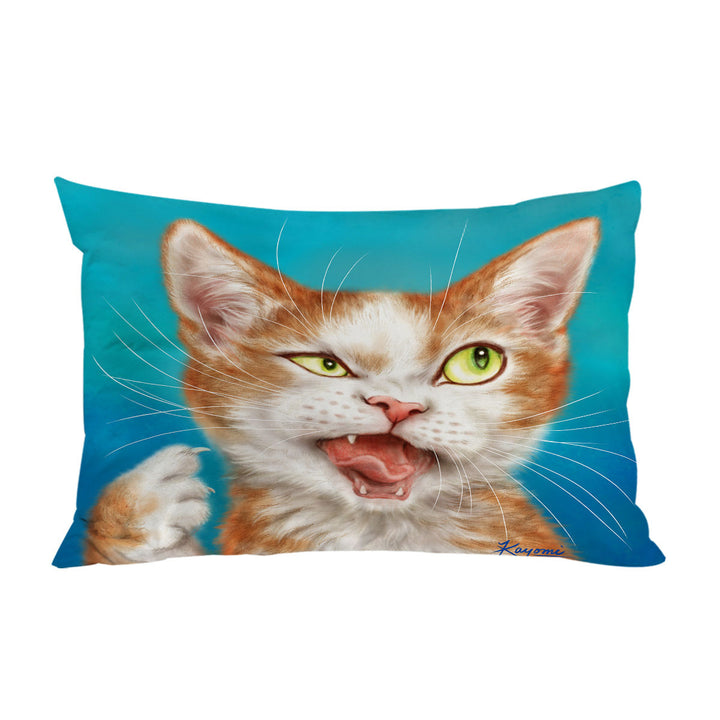 King Pillow Cases with Funny Cat Drawings Cool Looking Kitty