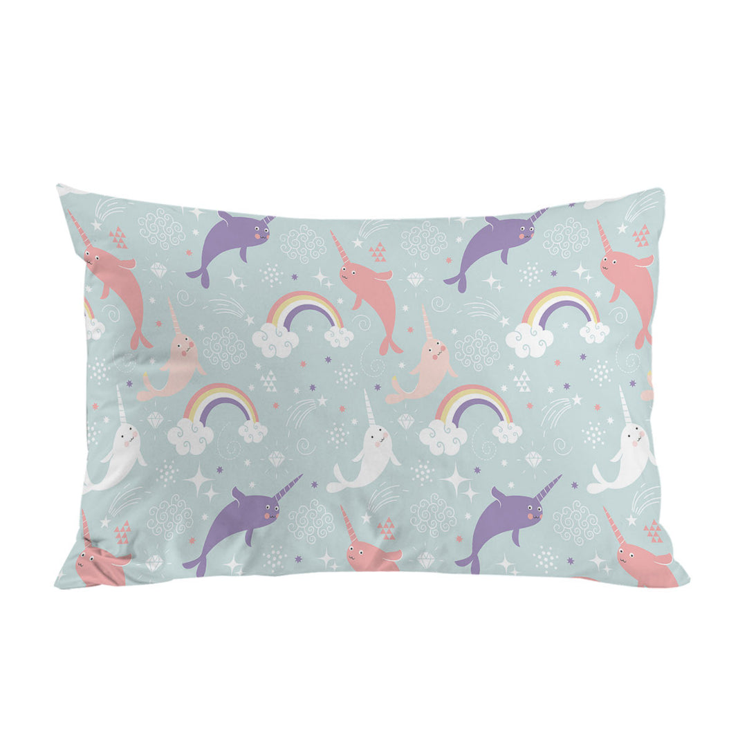 King Pillow Cases with Funny Cute Rainbow Unicorn Dolphin for Kids