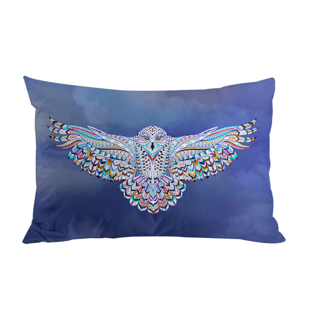 King Pillow Cases with Multi Colored Native Flying Owl