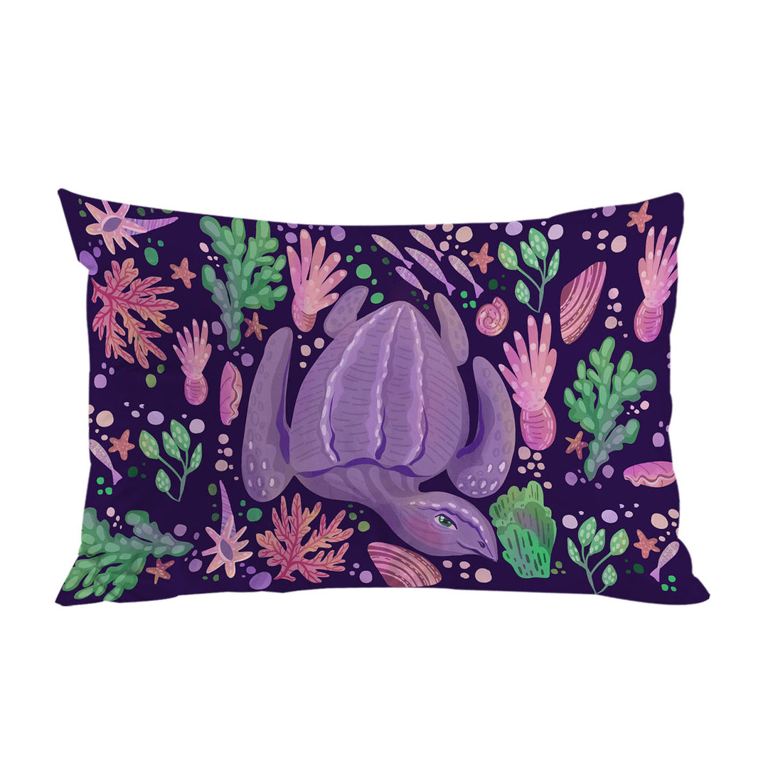 King Pillow Cases with Purple Underwater World and Pretty Turtle
