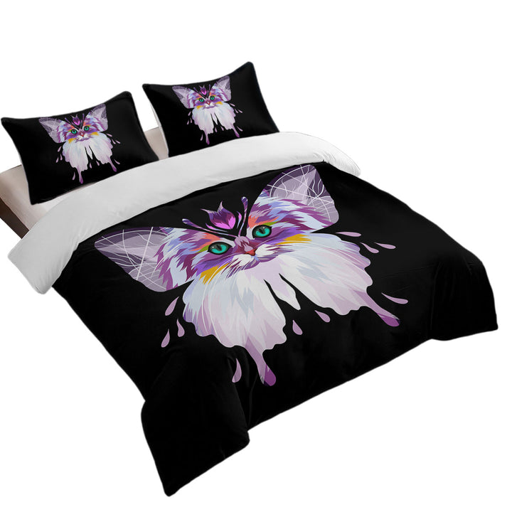 King Quilt Cover with Artistic Purplish Wild Cat Butterfly
