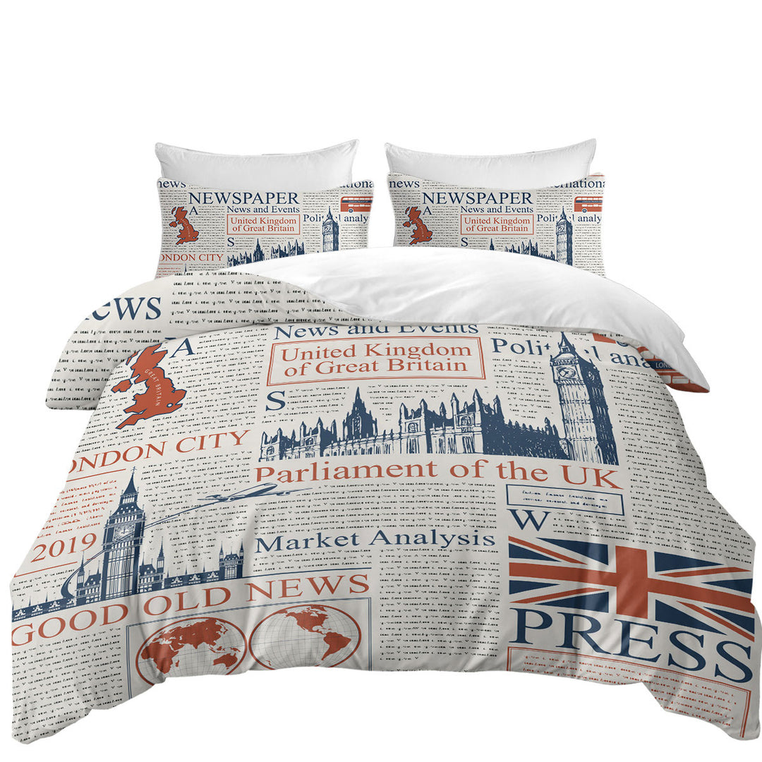 King Quilt Cover with Cool UK Newspaper