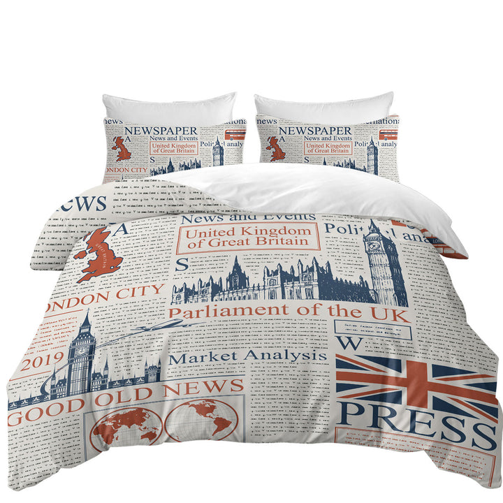 King Quilt Cover with Cool UK Newspaper
