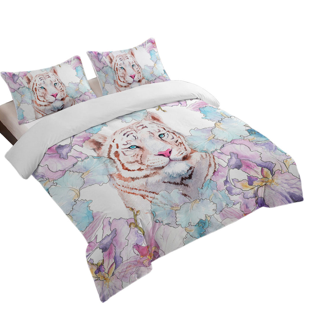 King Quilt Cover with Fine Art Painting Tiger