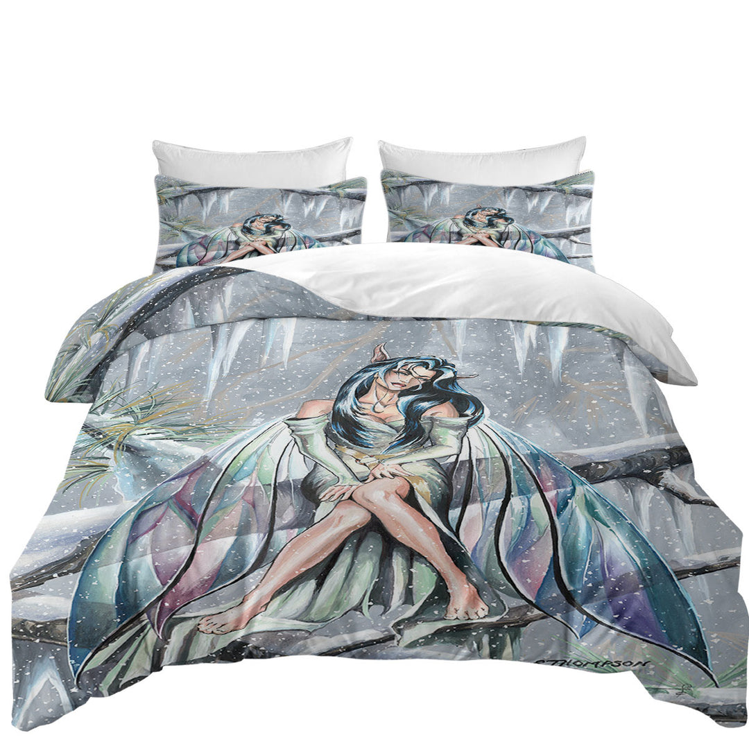 King Quilt Cover with Midwinters Dream Snowy Forest Fairy