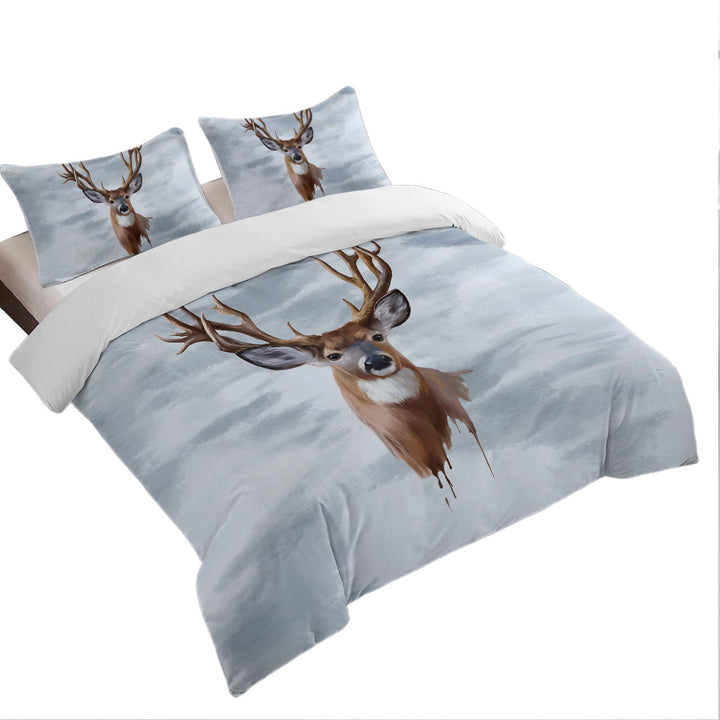 King Quilt Cover with Painted Deer