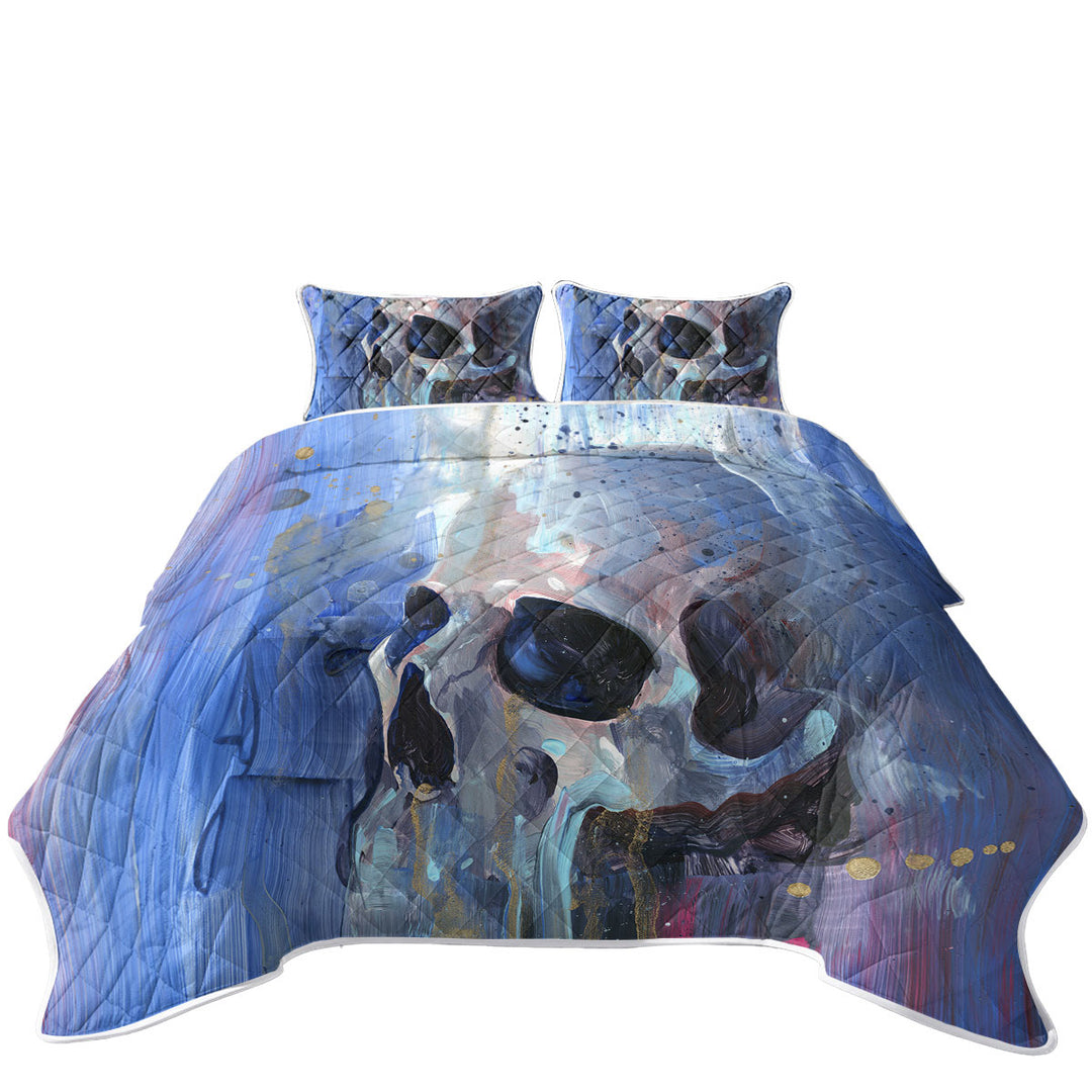 King Quilt with Art Painting of Human Skull