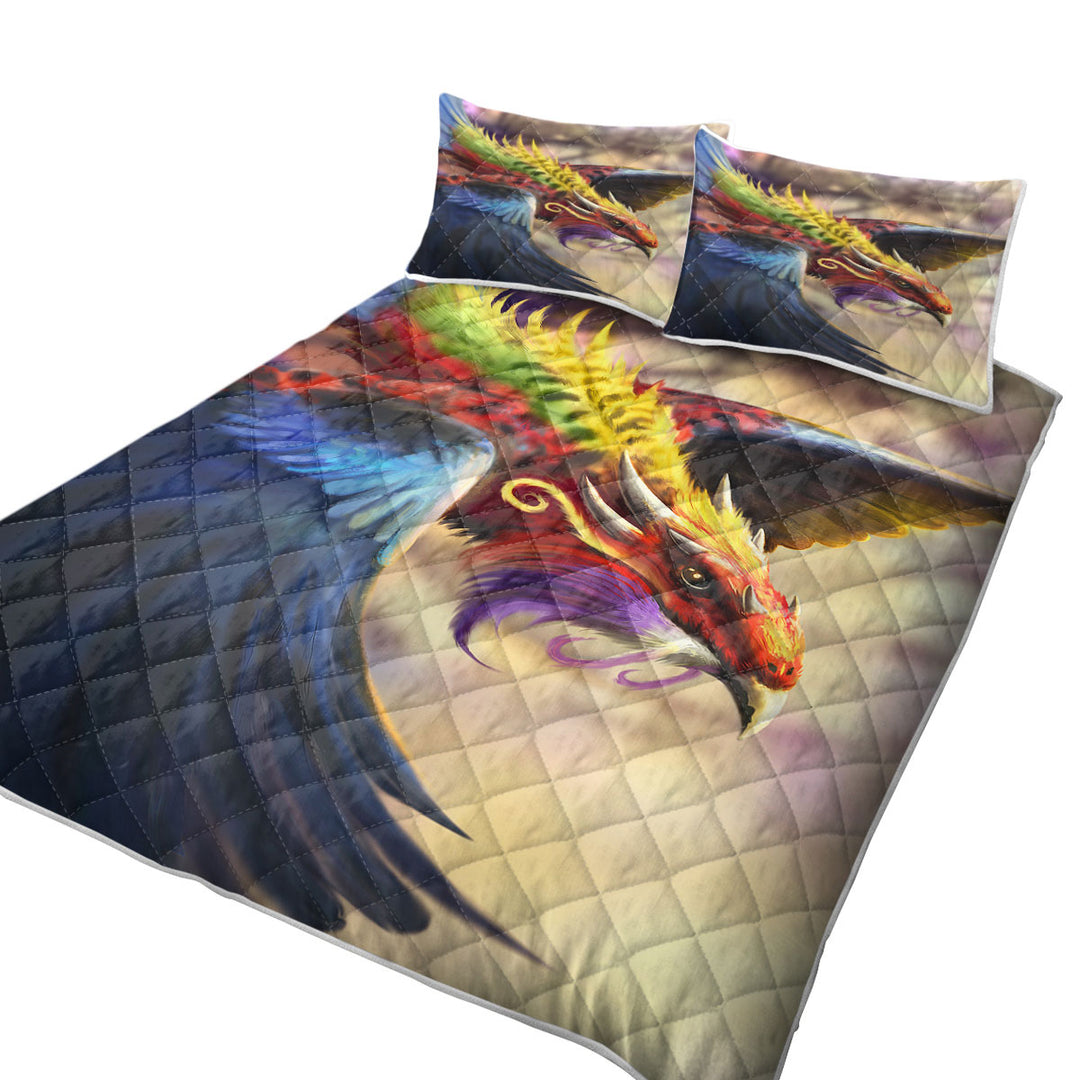King Quilt with Cool Colorful Fantasy Eagle Dragon