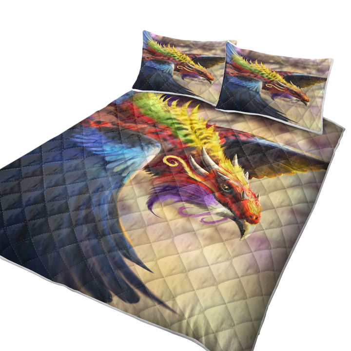 King Quilt with Cool Colorful Fantasy Eagle Dragon