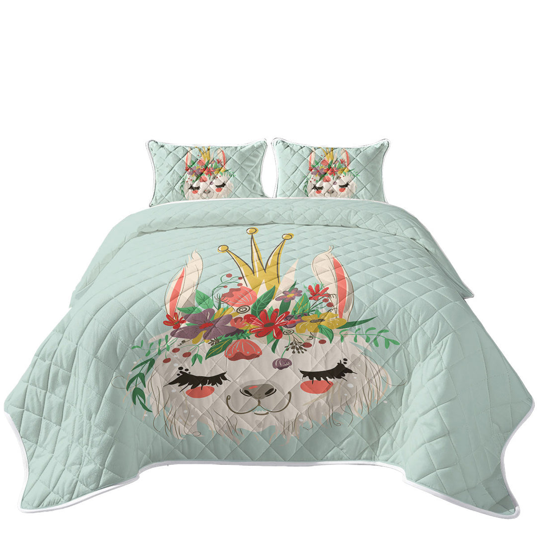 King Quilt with Floral Queen Llama