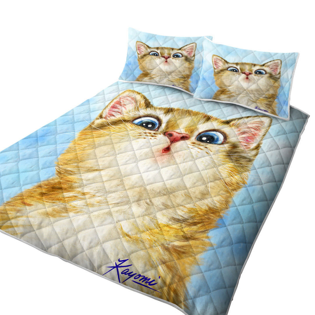 King Quilt with Kids Cats Designs Sweet Confused Kitten