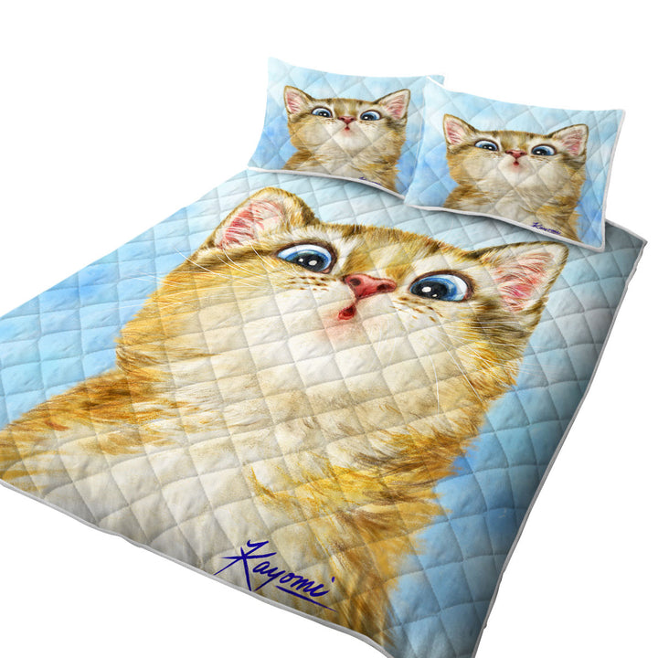 King Quilt with Kids Cats Designs Sweet Confused Kitten