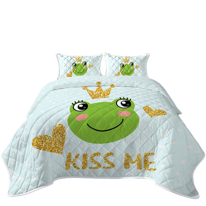 King Quilt with Kiss Me Cute Prince Frog