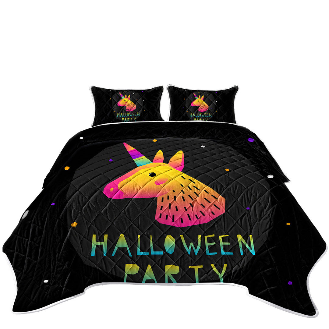 King Quilt with Simple Unicorn Halloween Party