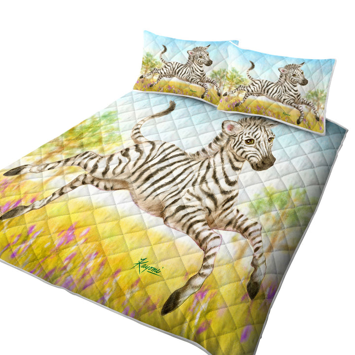 King Size Bedspreads with Animal Design for Kids Happy Little Zebra
