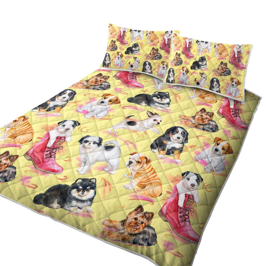 King Size Bedspreads with Cute Dogs Puppies