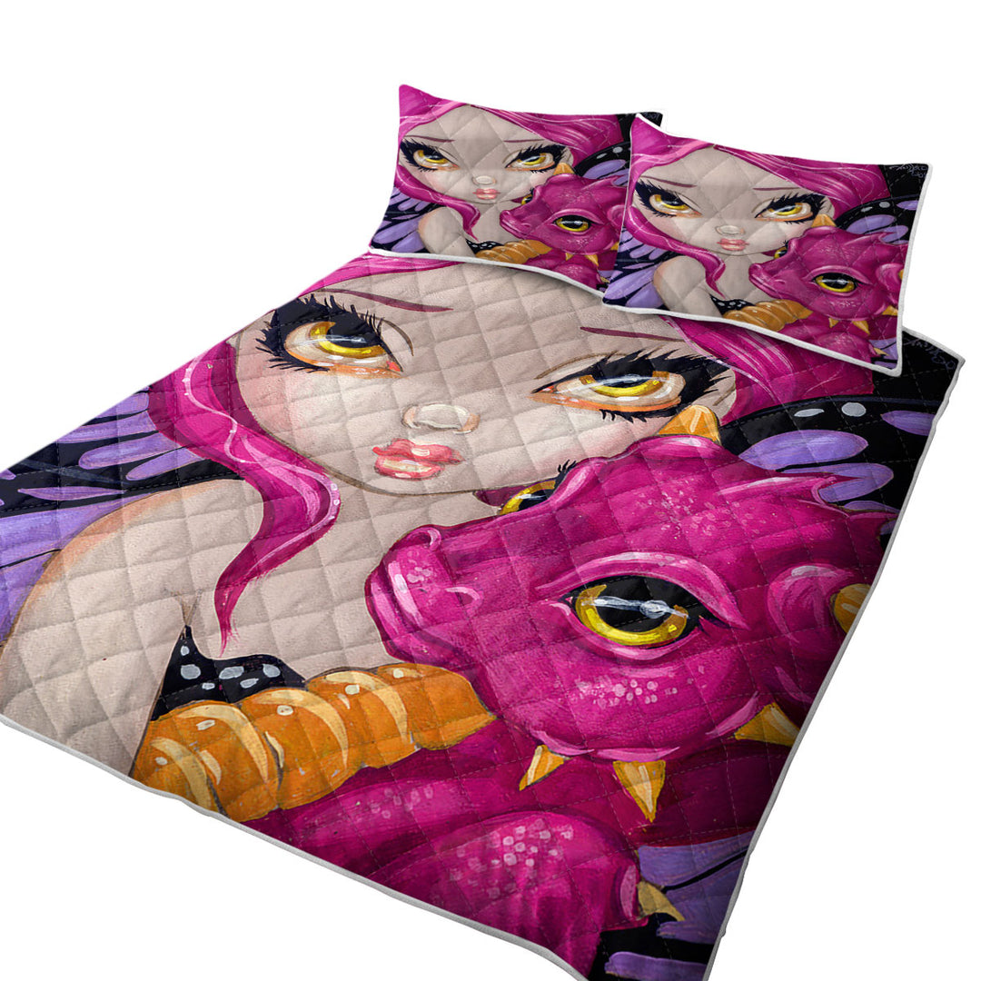 King Size Bedspreads with Faces of Faery _24 Cute Purple Baby Dragon