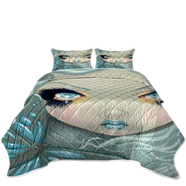 King Size Bedspreads with Faces of Faery _26 Ice Girl and Butterfly