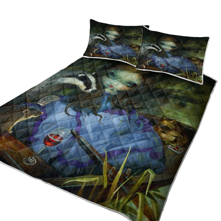 King Size Bedspreads with Fairytale Art Prints the Wind in the Willows