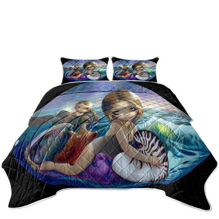 King Size Bedspreads with Fantasy Ocean Art Amphitrite Sea Goddess
