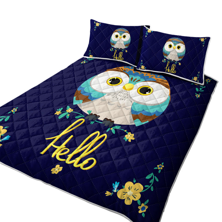 King Size Bedspreads with Hello Kids form a Cute Little Owl
