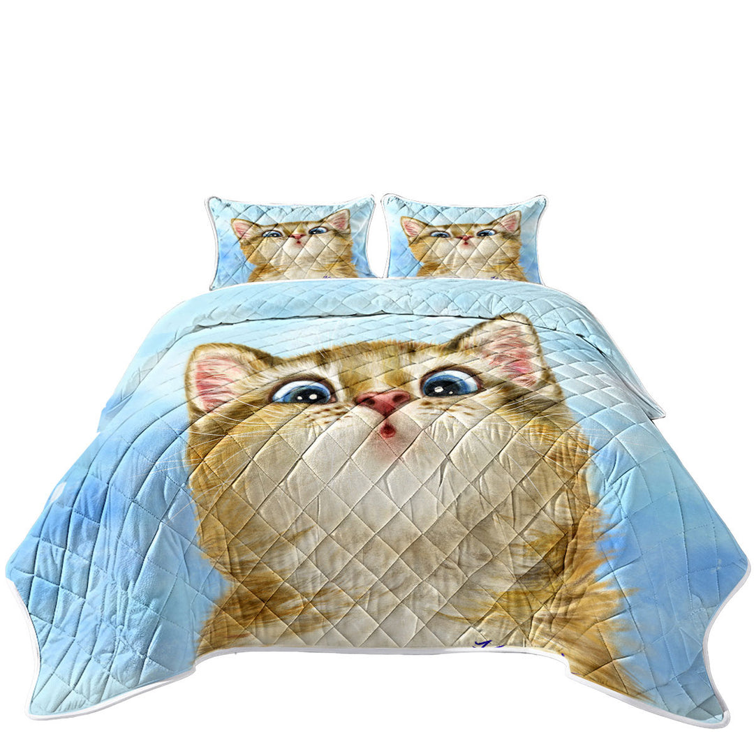 King Size Bedspreads with Kids Cats Designs Sweet Confused Kitten