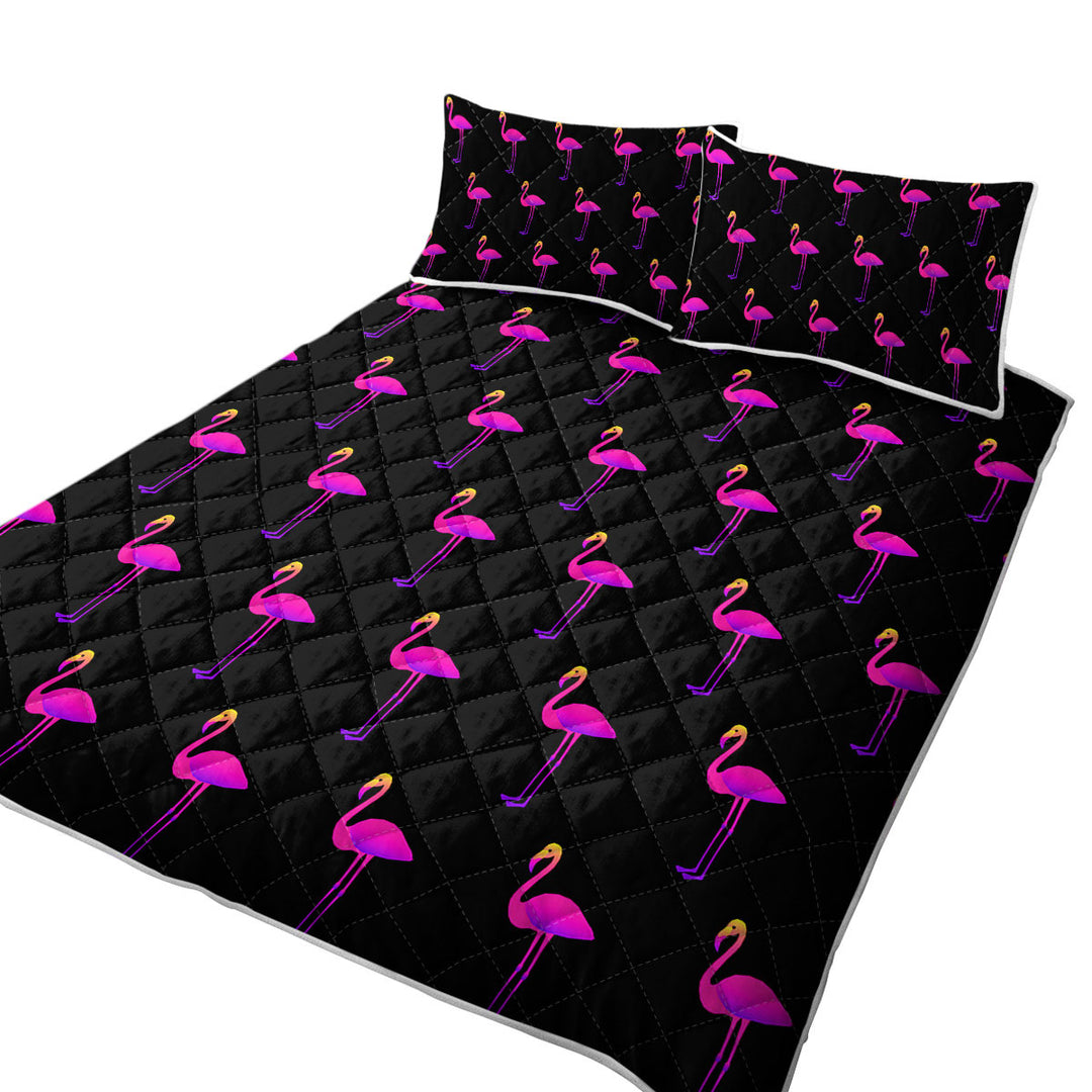 King Size Bedspreads with Purplish Flamingo Pattern