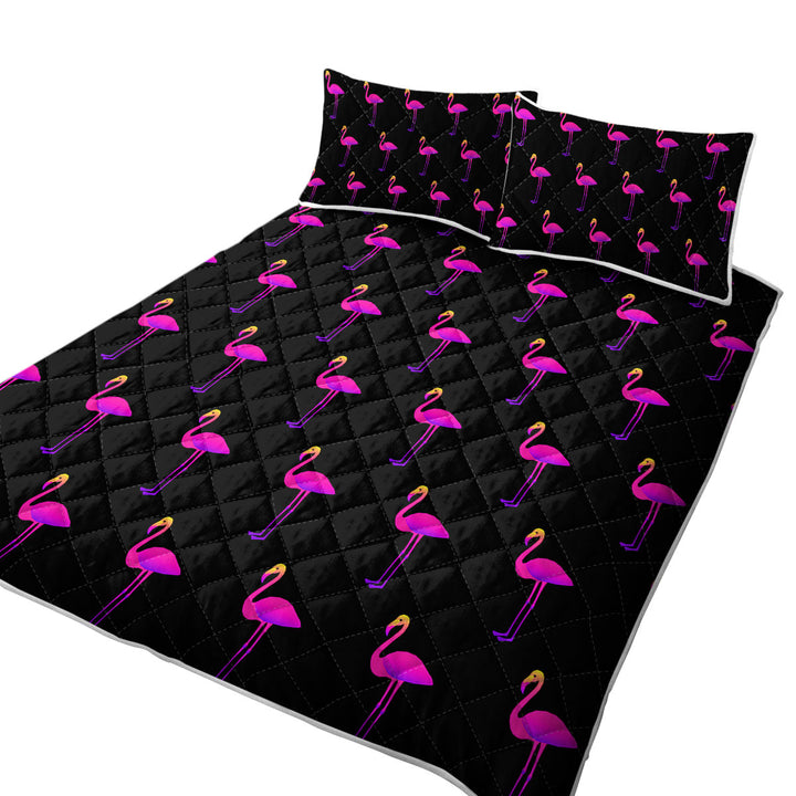 King Size Bedspreads with Purplish Flamingo Pattern