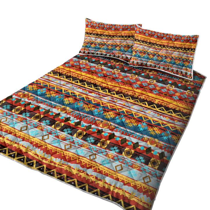 King Size Bedspreads with Red and Yellow African Design
