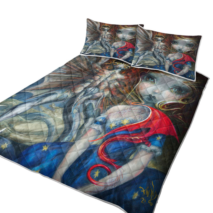 King Size Bedspreads with Scary Dragon Art Prints Great Red Dragonling