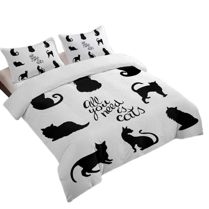 King Size Duvet Cover with Black and White All You Need is Cats