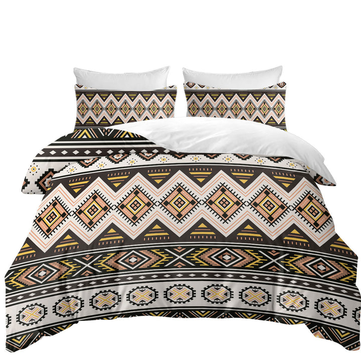 King Size Duvet Cover with Brown and Beige Aztec