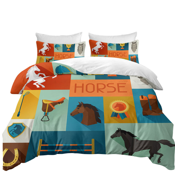 King Size Duvet Cover with Dressage Horse Riding Mix